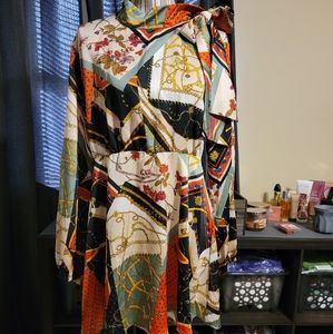 NWT Tie neck chain print skater dress